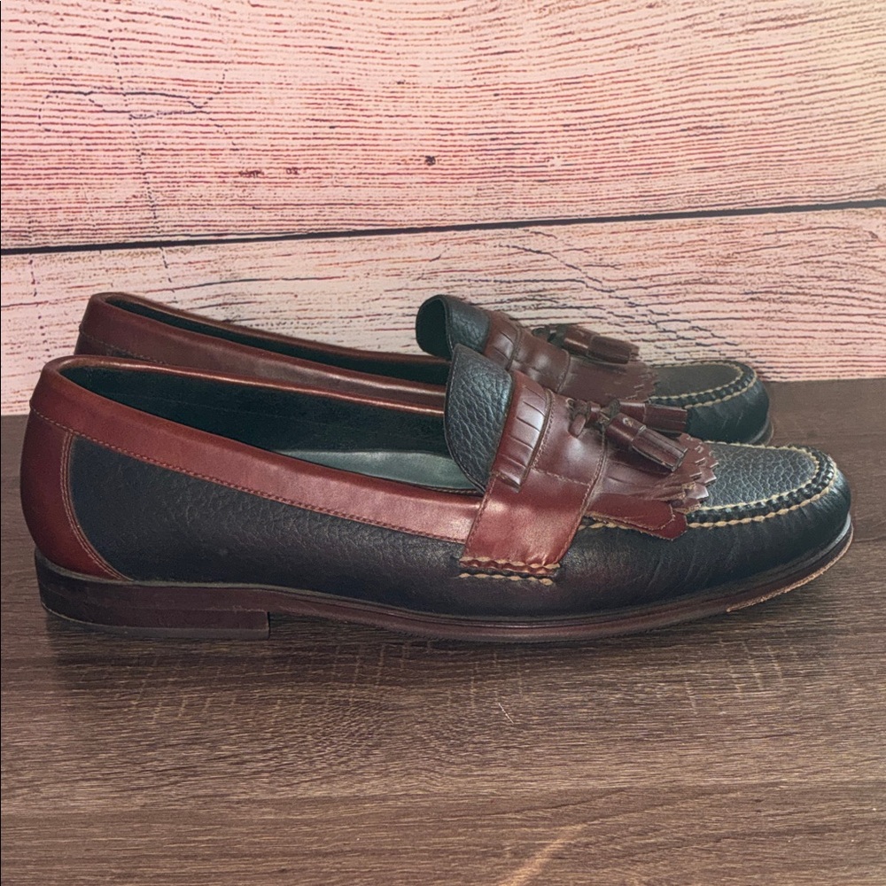 H.S. Trask Bozeman Montana 2-Tone Men Size 13M Tassel Kiltie Loafers Dress Shoes